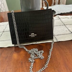 NWOT Authentic Coach black crocodile crossbody